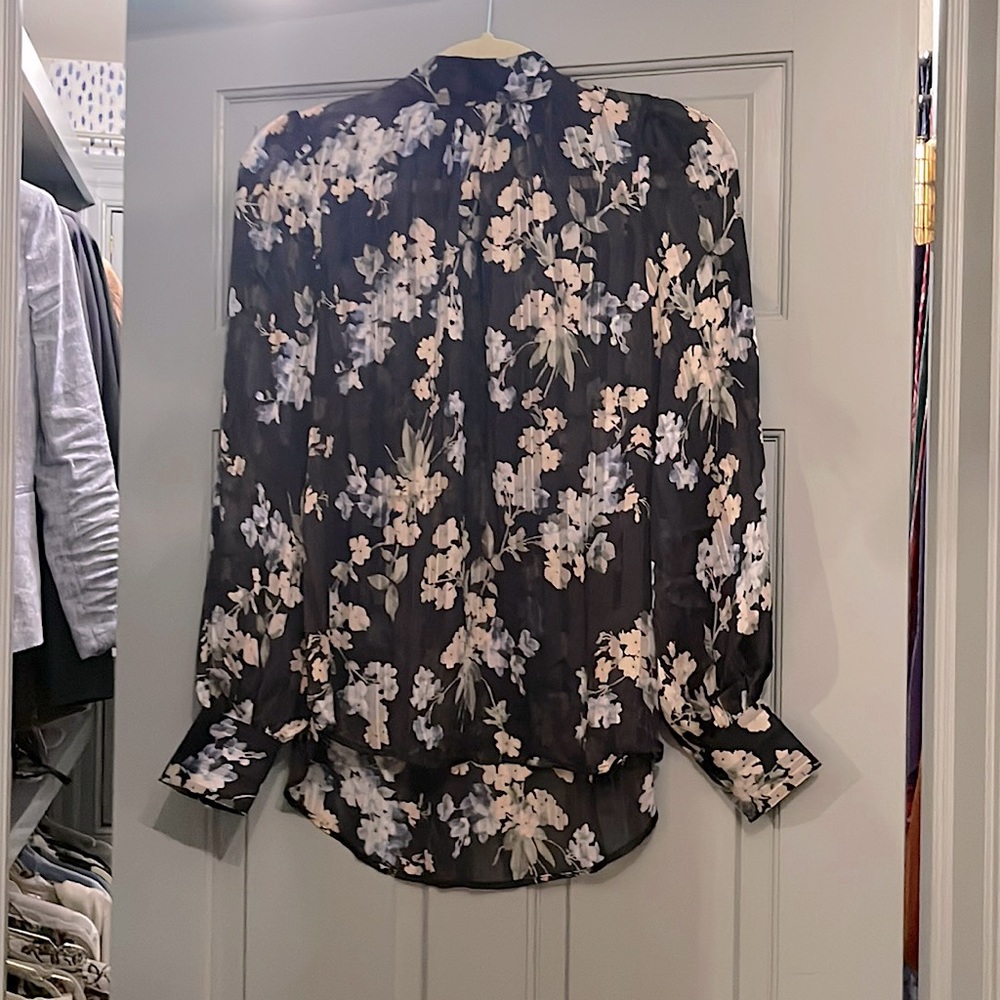 H & M navy floral blouse